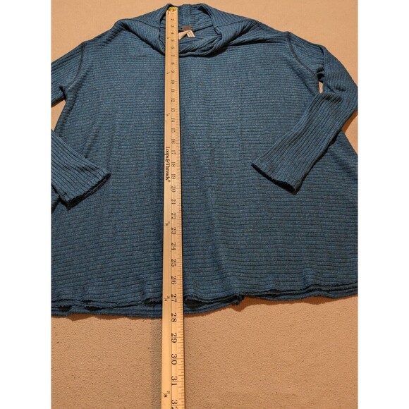 We The Free People Split Back Mock Neck Sweater Teal Blue Top Medium - Picture 10 of 10